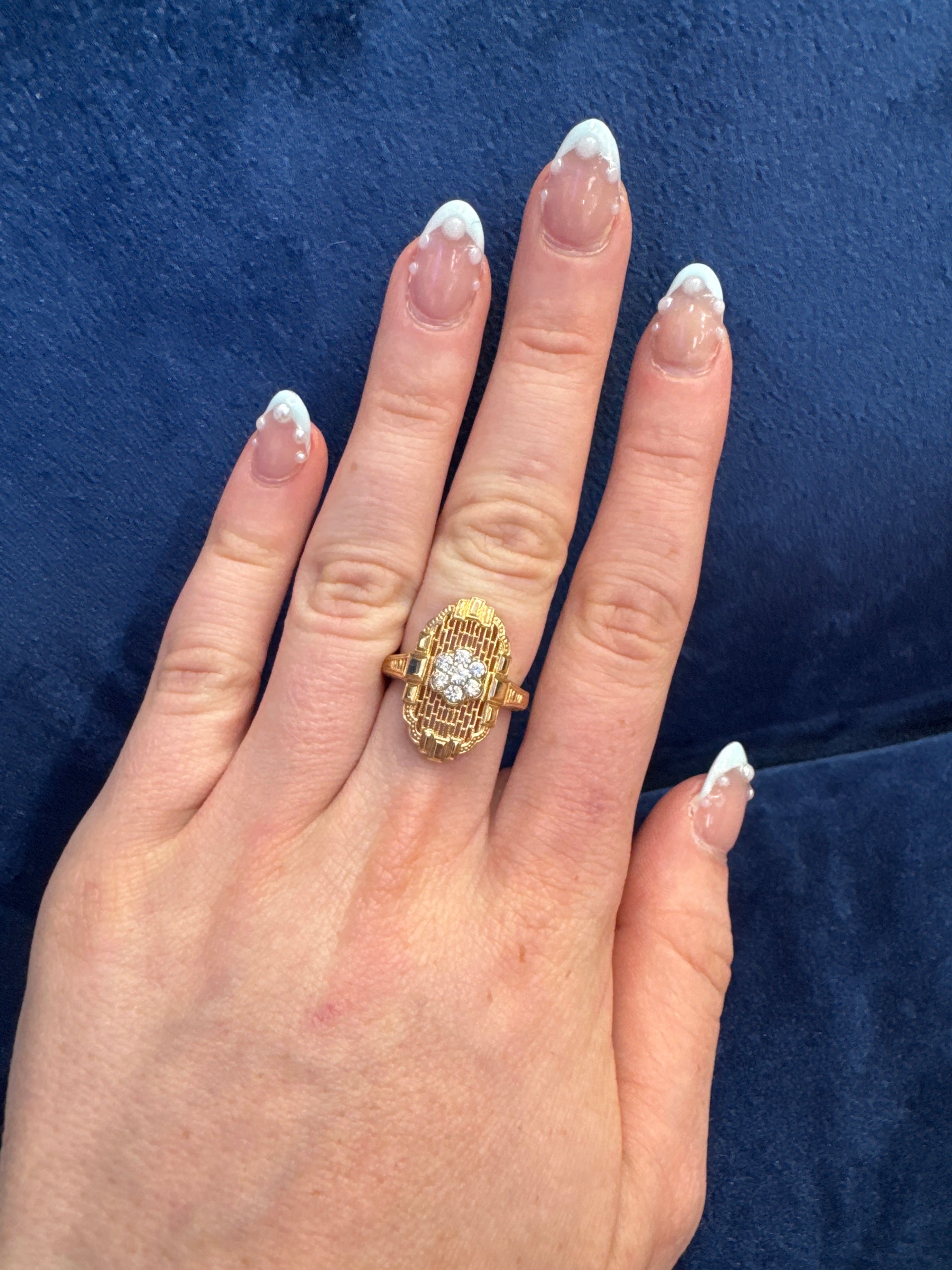 Vintage Style Diamond Estate Ring in 14K Yellow Gold