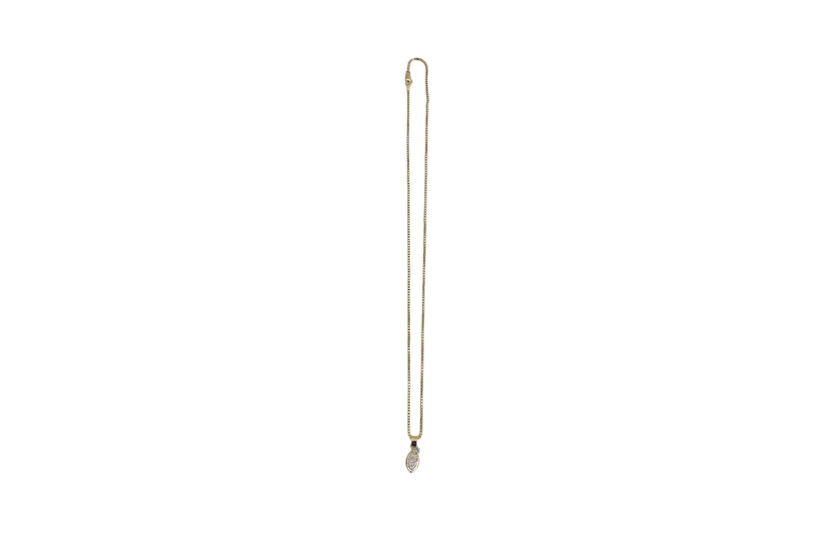 1ct. Natural Marquise Diamond Bezel Set in 14K Yellow Gold on 14K Yellow Gold Box Chain