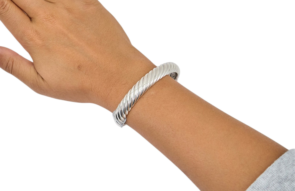 David Yurman Waverly Cable Cuff Bracelet Feauturing Onyx & Natural Diamonds Set in Sterling Silver