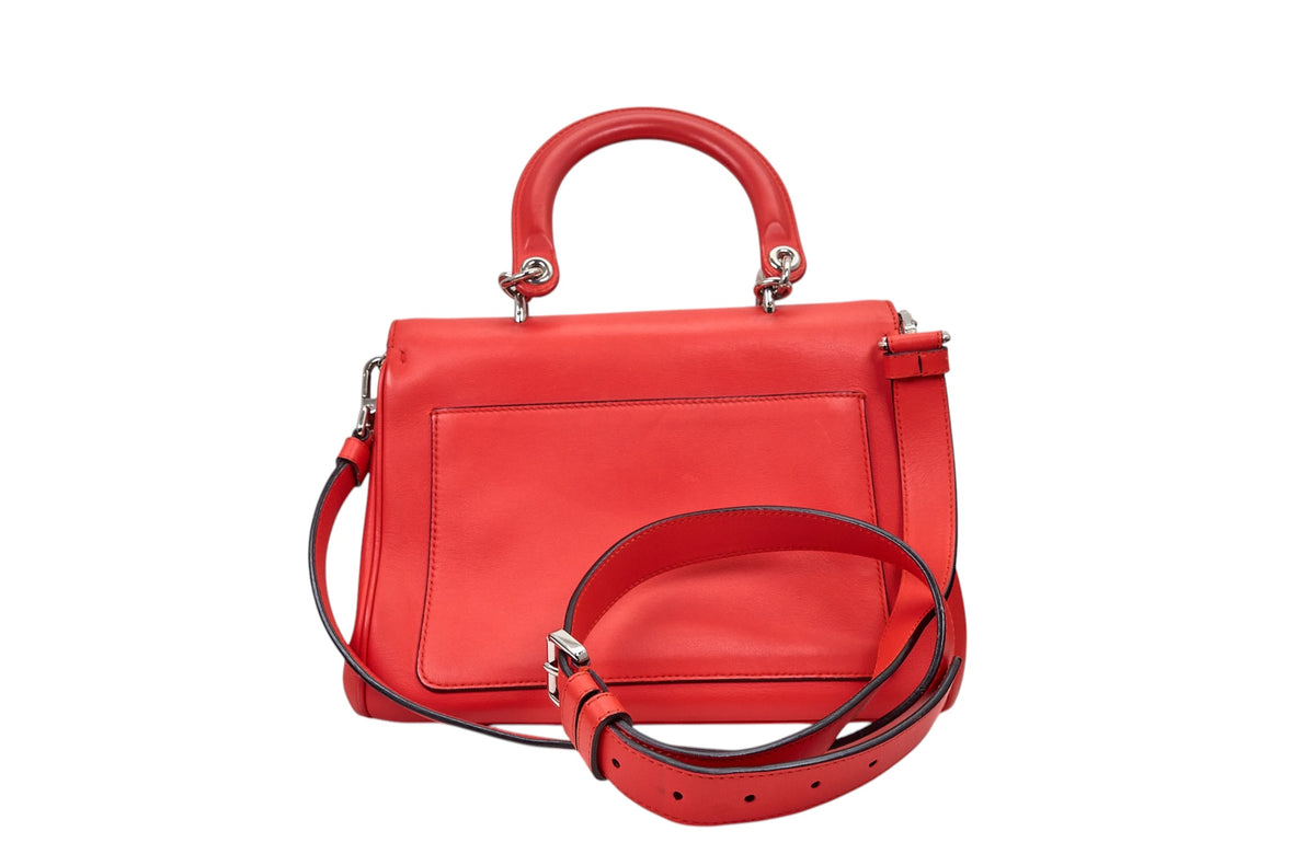 Dior Be Red Calfskin Leather Top Handle Bag