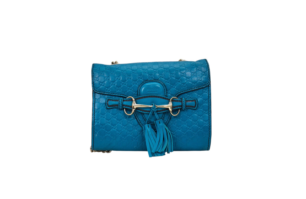Gucci Horsebit Emily Small Blue Microguccissima