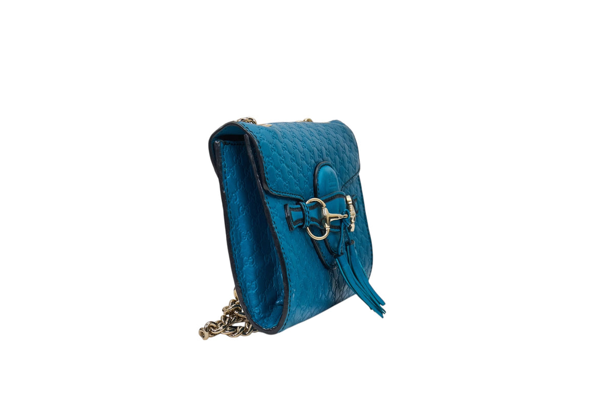 Gucci Horsebit Emily Small Blue Microguccissima