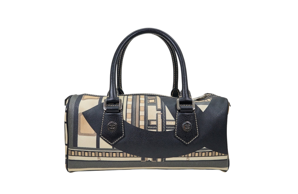 Chanel Canvas Le Train Boston Bag Black