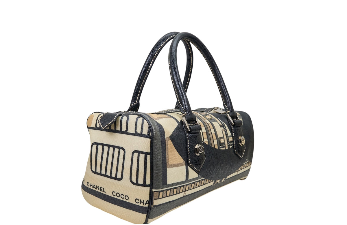 Chanel Canvas Le Train Boston Bag Black
