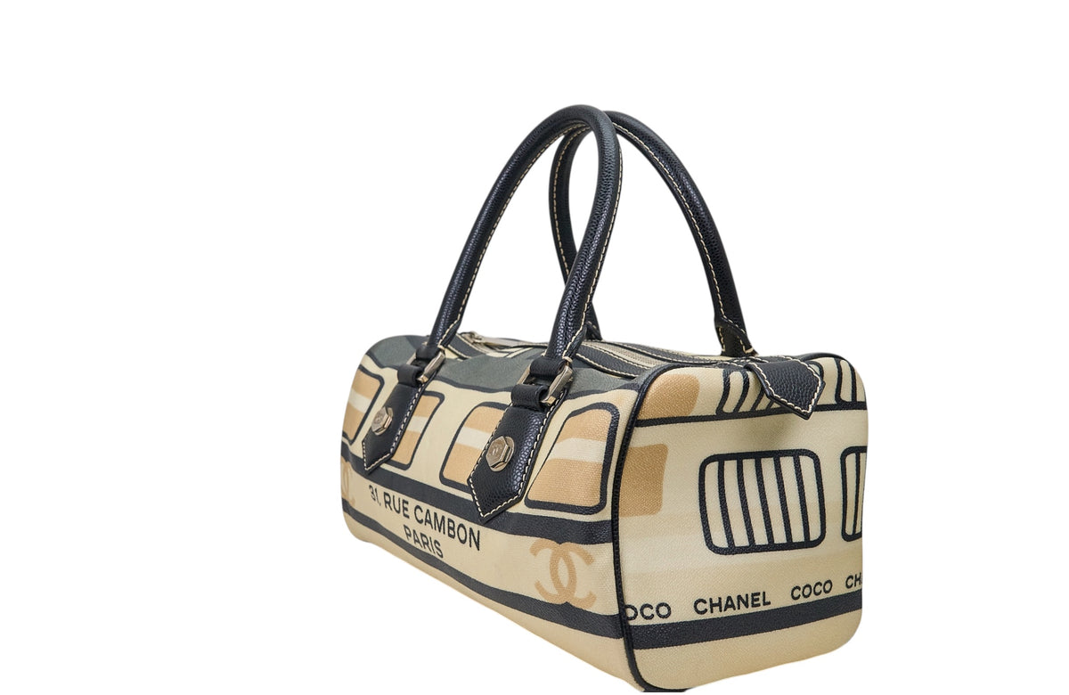 Chanel Canvas Le Train Boston Bag Black