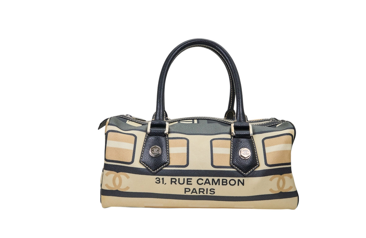 Chanel Canvas Le Train Boston Bag Black