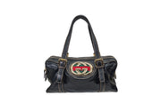 Gucci Dialux Britt Boston Bag in Black Leather