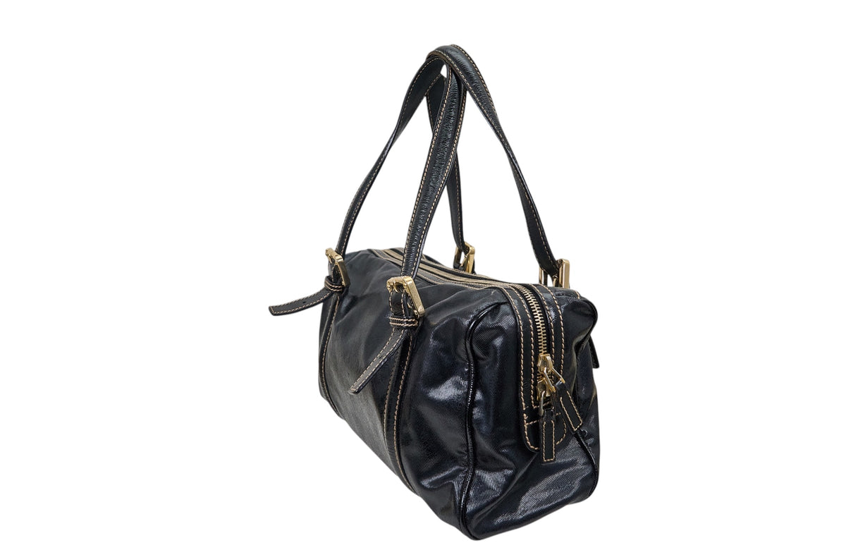Gucci Dialux Britt Boston Bag in Black Leather