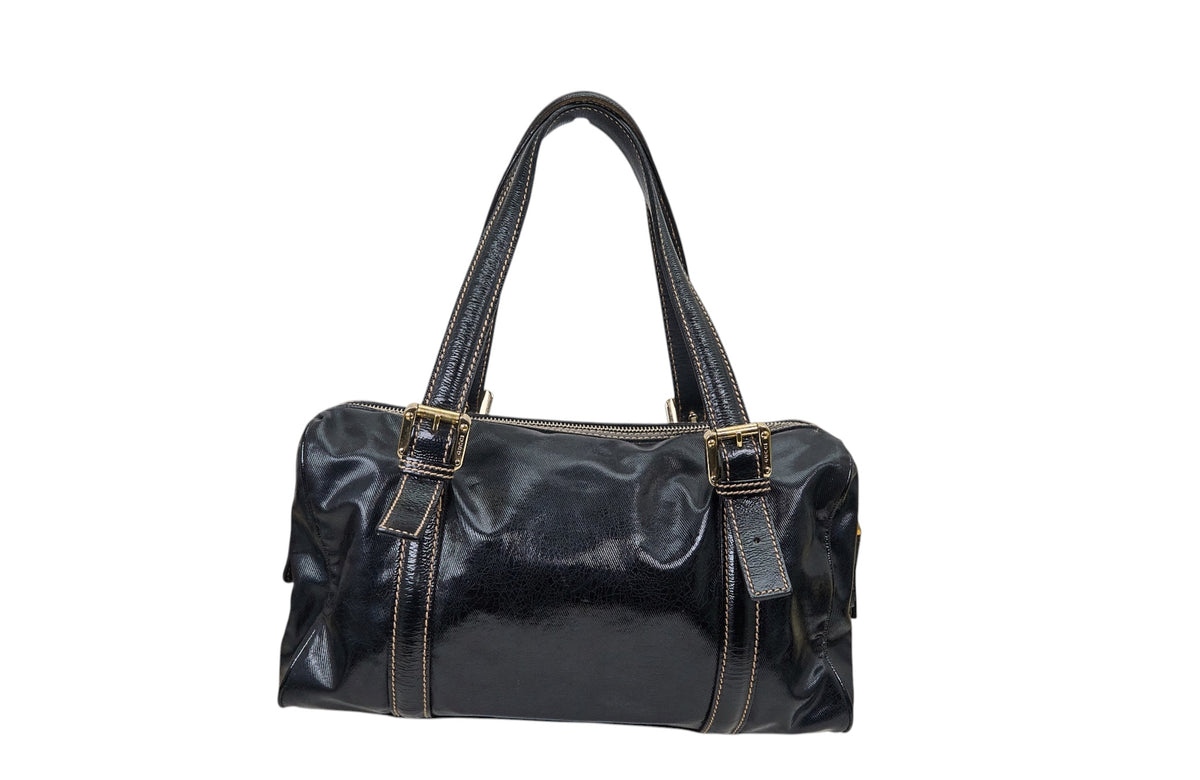 Gucci Dialux Britt Boston Bag in Black Leather