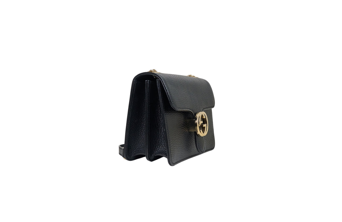 Gucci Dollar Marmont Interlocking G Crossbody Bag Black