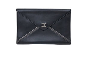 Chanel Black Calfskin Cocomail Document Clutch
