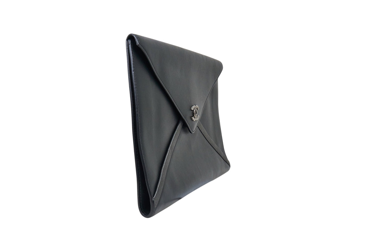 Chanel Black Calfskin Cocomail Document Clutch