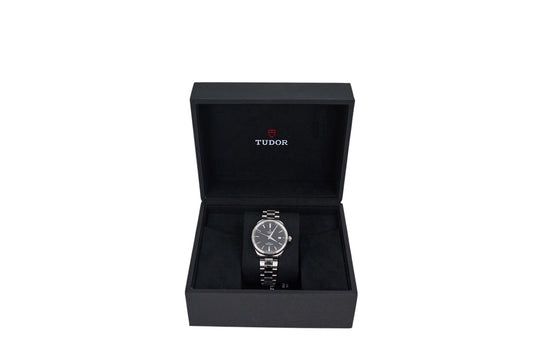 38mm Tudor Style Stainless Steel Black Dial