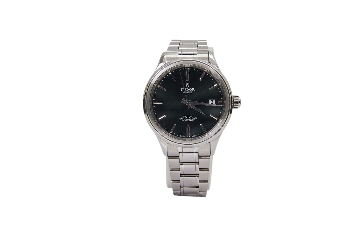 38mm Tudor Style Stainless Steel Black Dial