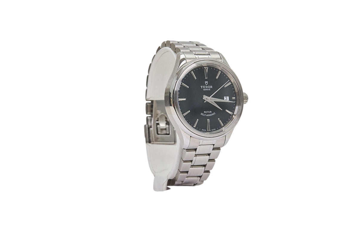 38mm Tudor Style Stainless Steel Black Dial