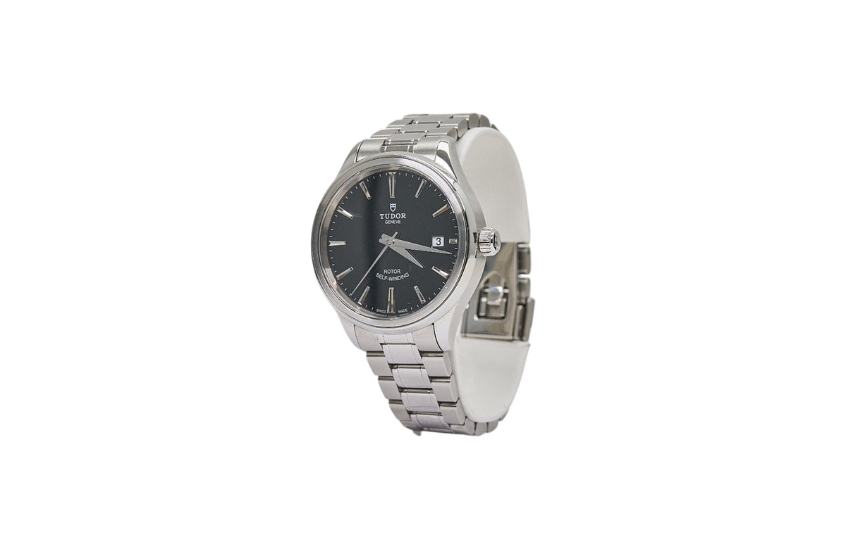 38mm Tudor Style Stainless Steel Black Dial