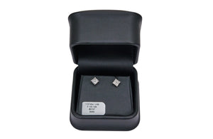 1.07cttw. F VS Lab Grown Princess Cut Diamond Stud Earring in 14K White Gold