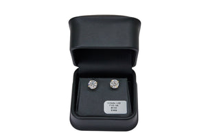 3.03cttw. F VS Lab Grown Round Diamond Studs in 14K Yellow Gold