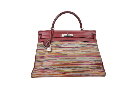 Hermès Kelly 35 Retourne Vibrato Bag Rouge H Evercalf - Multicolor Vibrato Panel