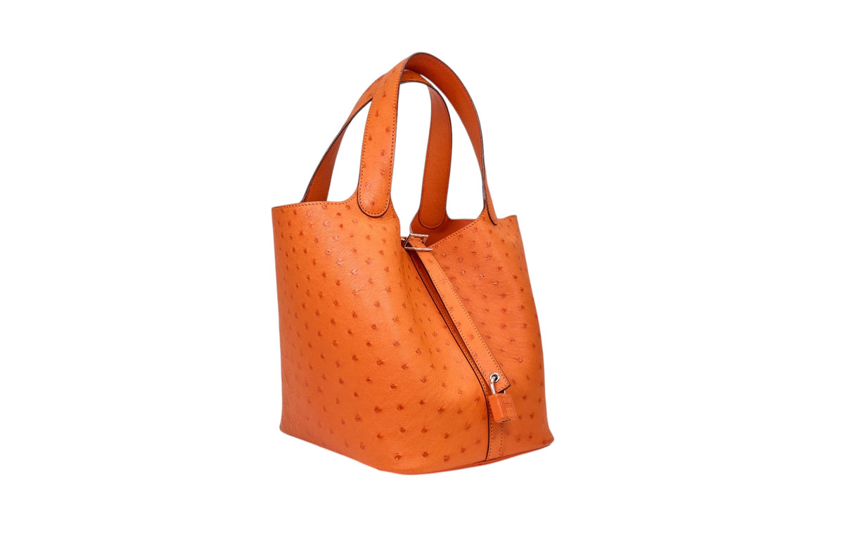 Hermès Picotin Lock 22 in Orange Ostrich Leather