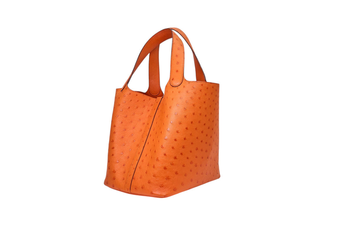 Hermès Picotin Lock 22 in Orange Ostrich Leather