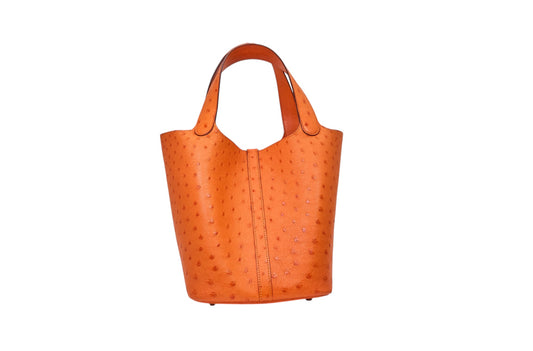 Hermès Picotin Lock 22 in Orange Ostrich Leather