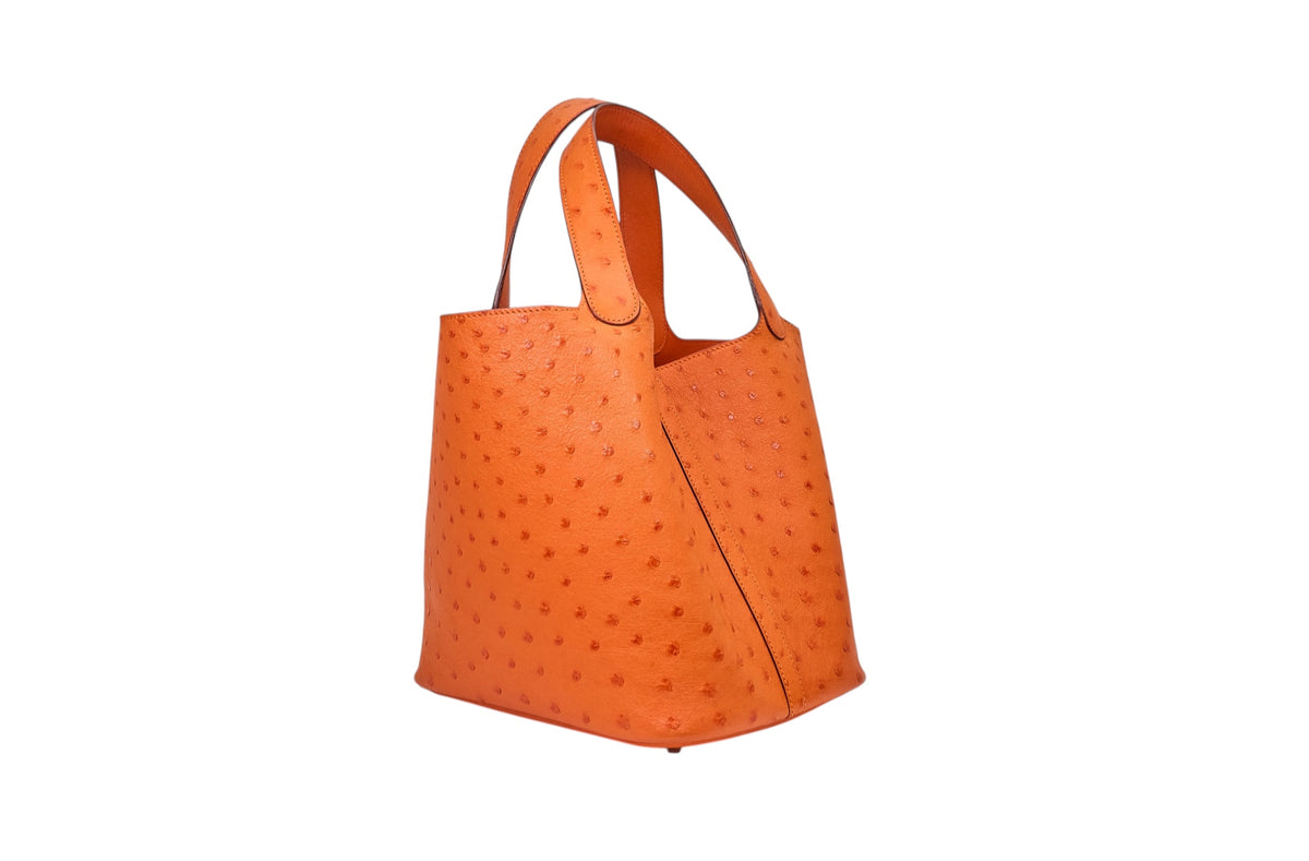 Hermès Picotin Lock 22 in Orange Ostrich Leather