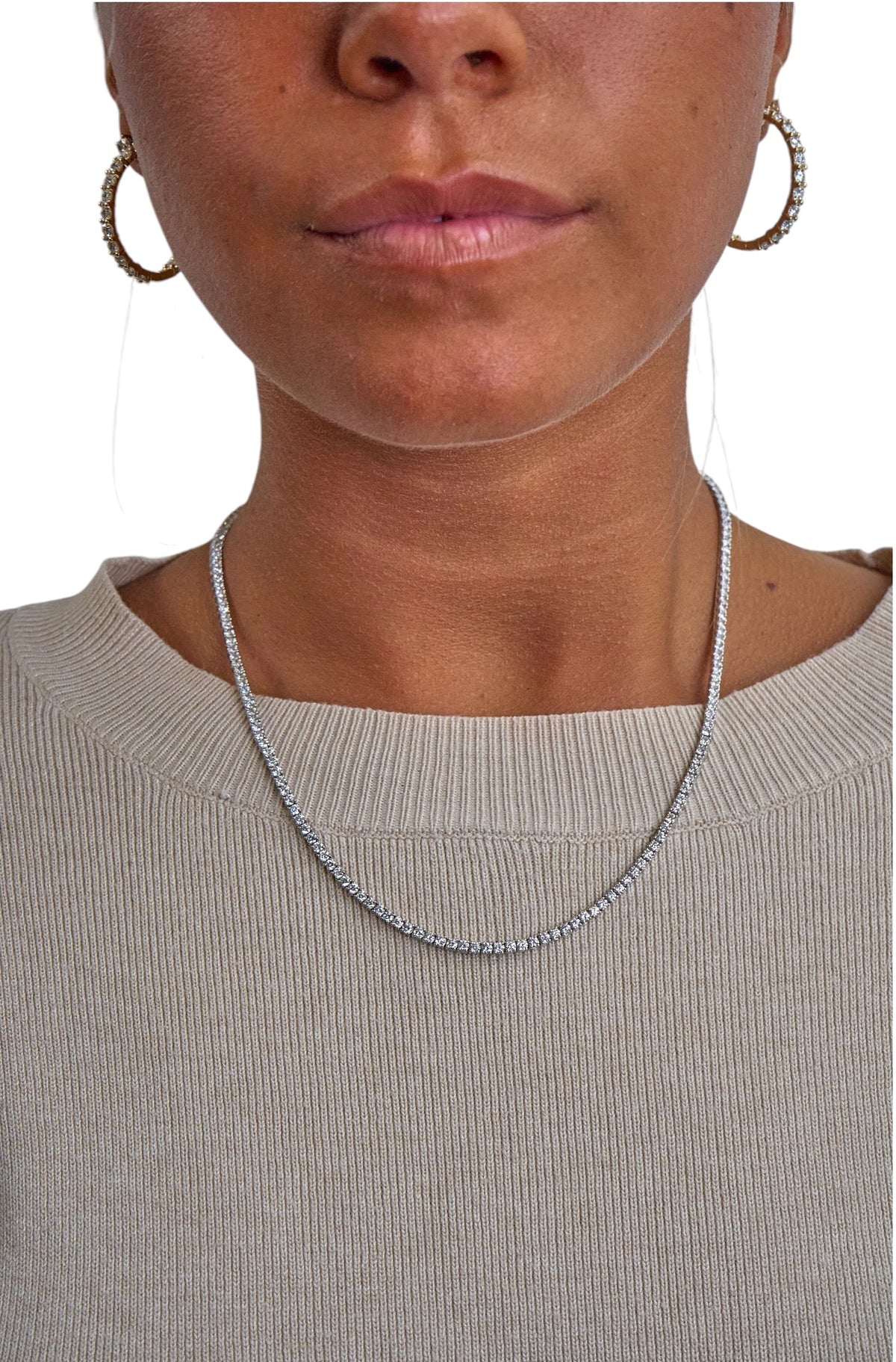 9cttw. F VS Lab Grown Diamond Tennis Necklace in 14K White Gold 18"