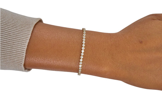 3.15cttw. F VS Bezel Set Lab Grown Diamond Bracelet in 14K Yellow Gold