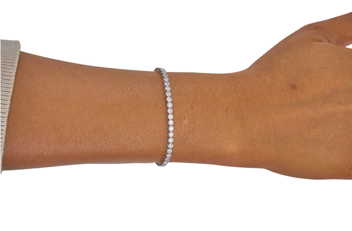 3.15cttw. F VS Bezel Set Lab Grown Diamond Bracelet in 14K White Gold
