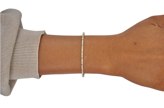 1cttw. F VS Lab Grown Diamond Flexible Bangle in 14K Yellow Gold