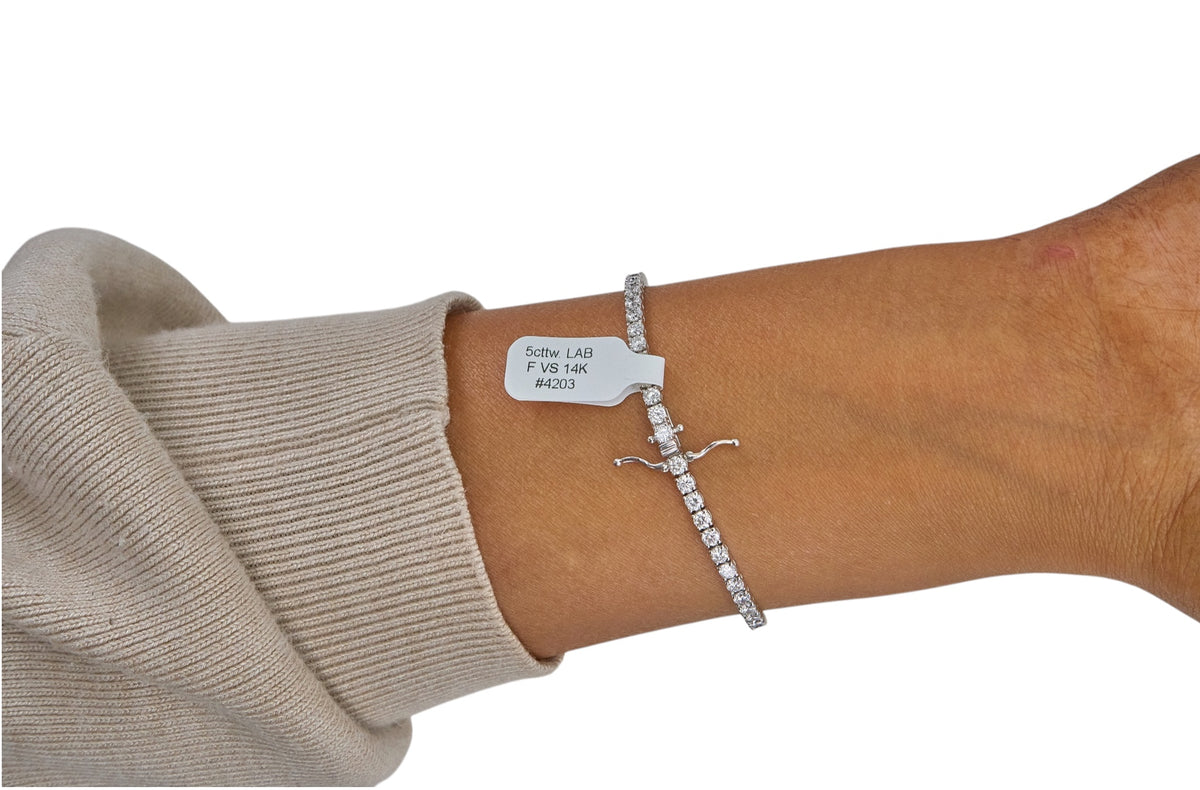 5cttw. F VS Lab Grown Diamond Tennis Bracelet in 14K White Gold