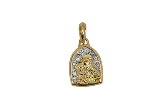 David Yurman St. Anthony Amulet In Solid 18k Yellow Gold Featuring Natural Diamonds on 14K Yellow Gold Rope Chain