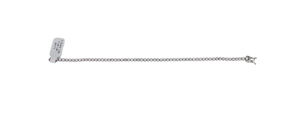 3.15cttw. F VS Bezel Set Lab Grown Diamond Bracelet in 14K White Gold