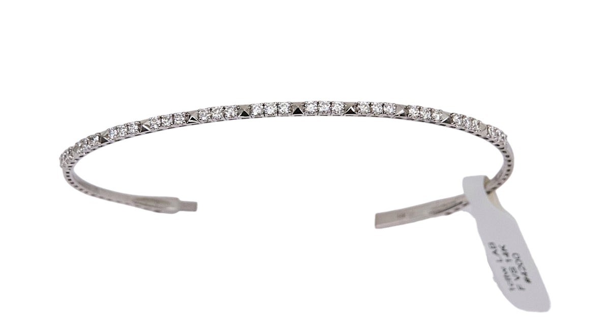 1cttw. F VS Lab Grown Flexible Bangle in 14K White Gold
