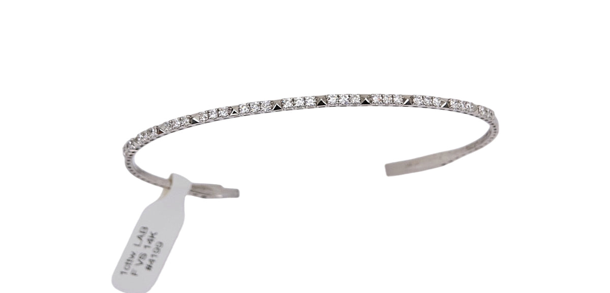 1cttw. F VS Lab Grown Flexible Bangle in 14K White Gold