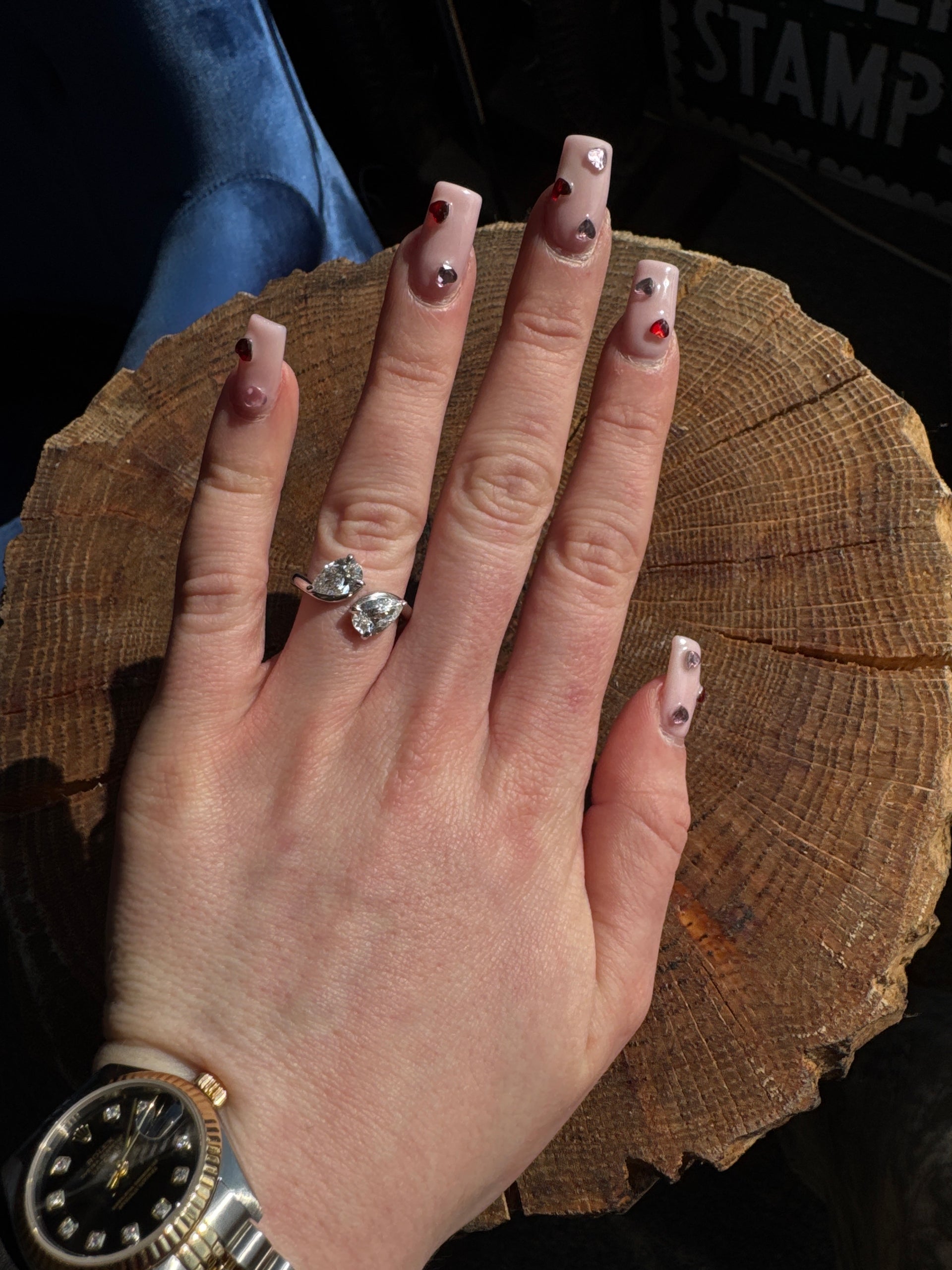 2.3cttw. F VS1 Two Stone Pear Lab Grown Diamond Ring