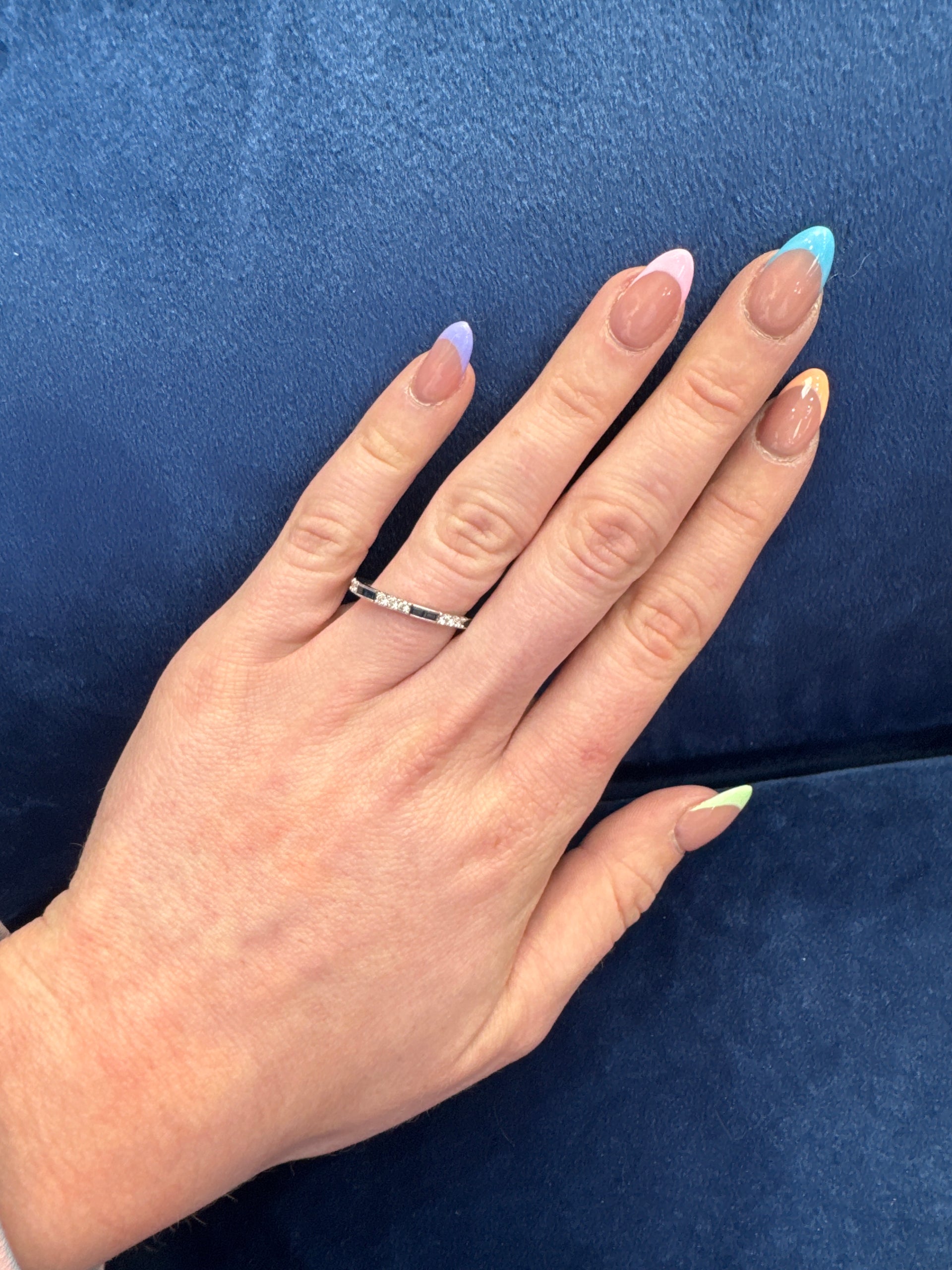 Gabriel & Co. Natural Diamond & Sapphire Band in 14K White Gold
