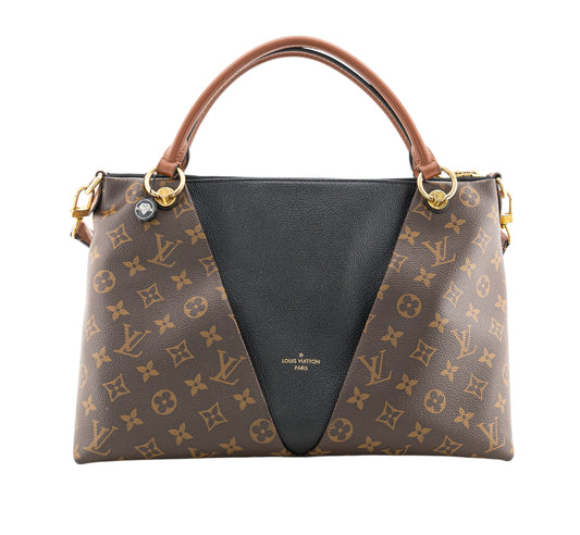 Louis Vuitton V Tote MM Monogram Noir Caramel