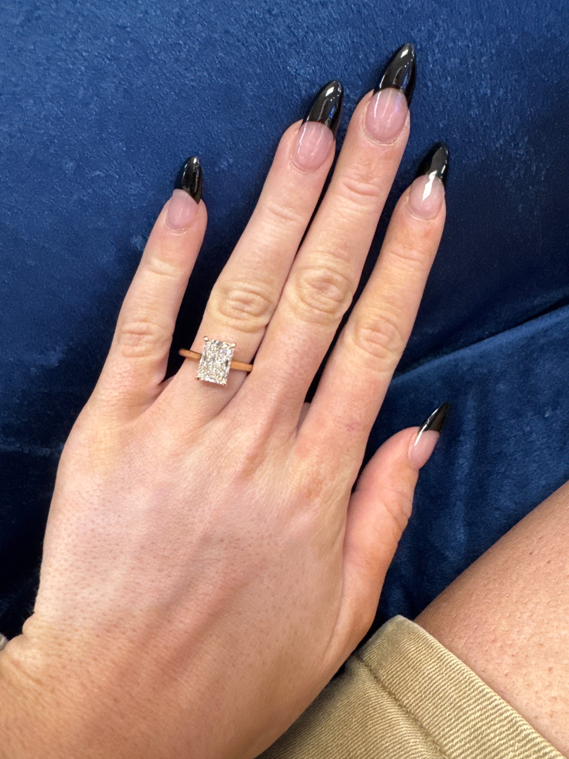 3.04ct. F VVS2 Lab Grown Elongated Radiant in 14K Yellow Gold Cathedral