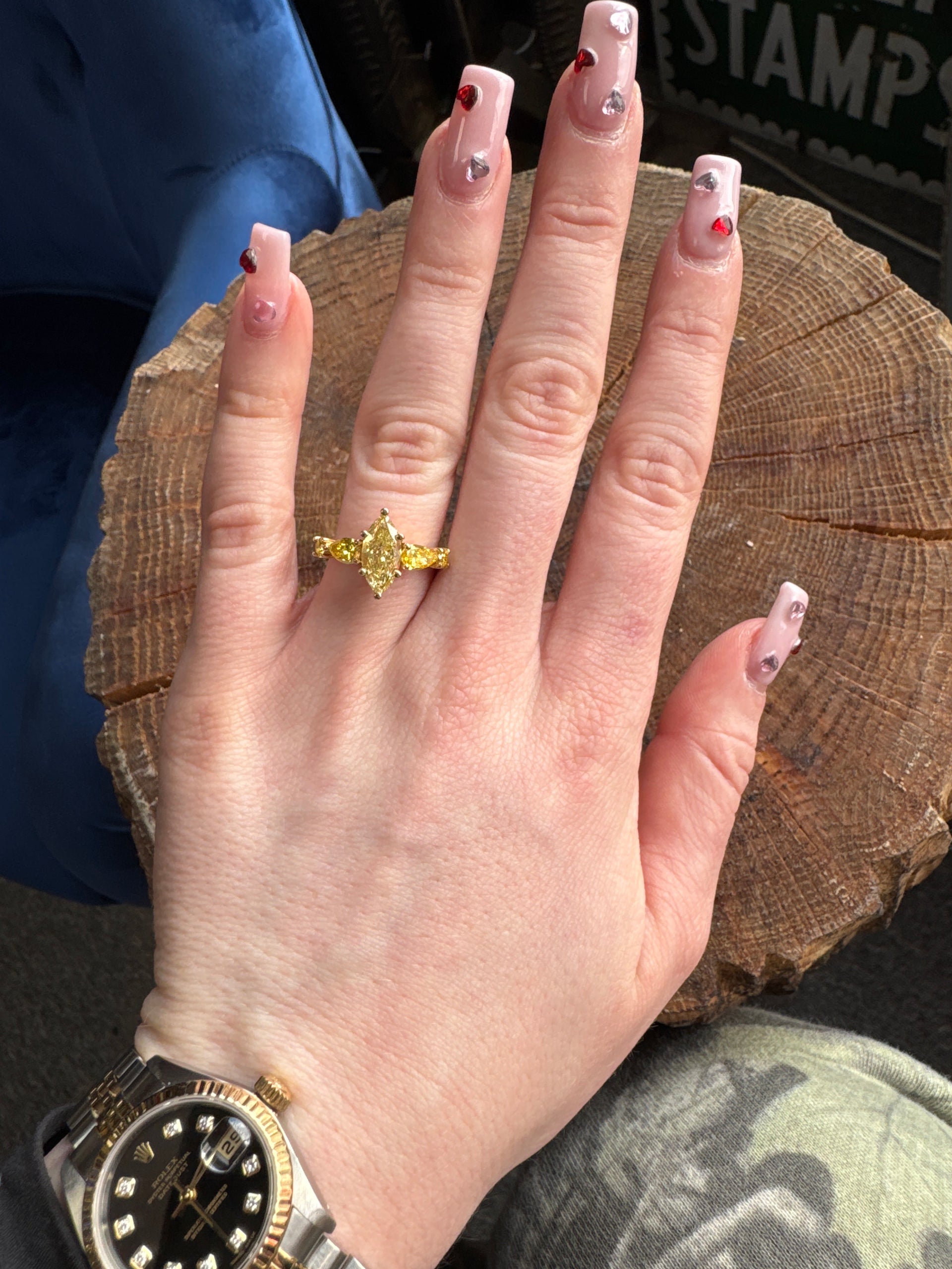 1.72ct. Fancy Intense Yellow VVS2 Lab Grown Marquise in 14K Yellow Gold Mounting