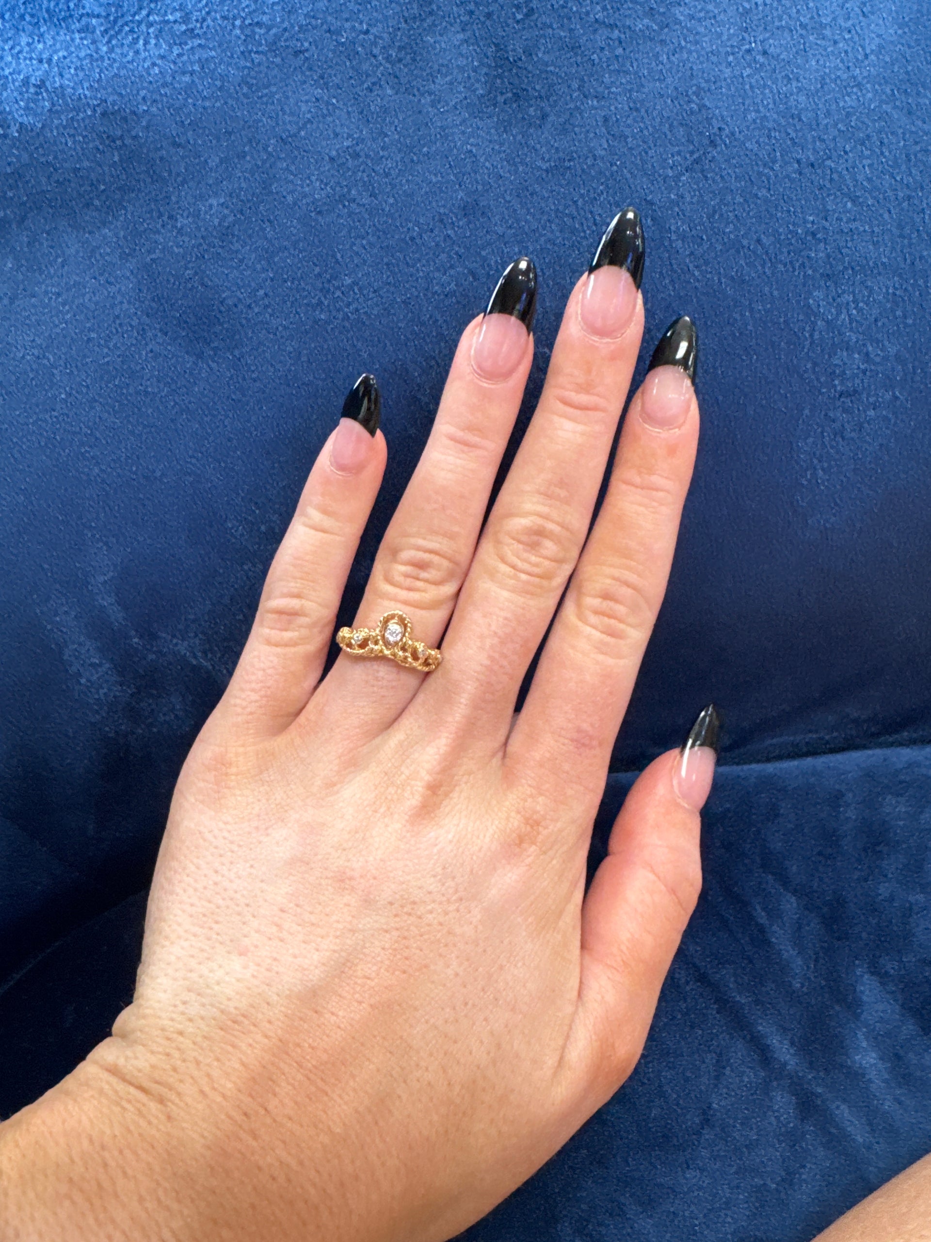 Natural Diamond Crown Ring Set in 14K Yellow Gold