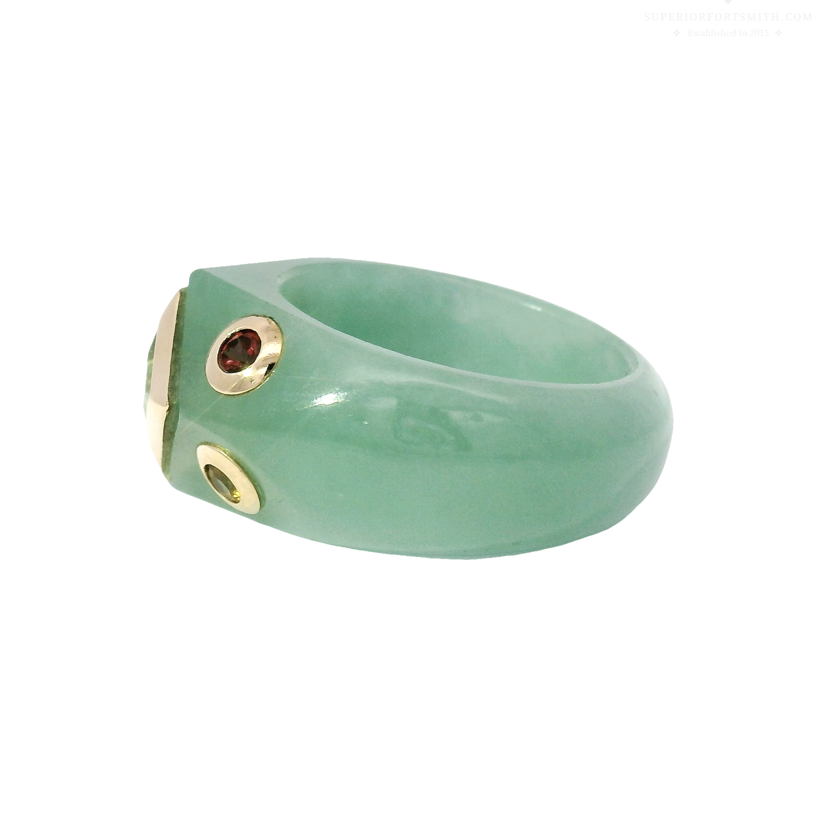 Jade Ring with 14K Yellow Gold & Gemstone Accents