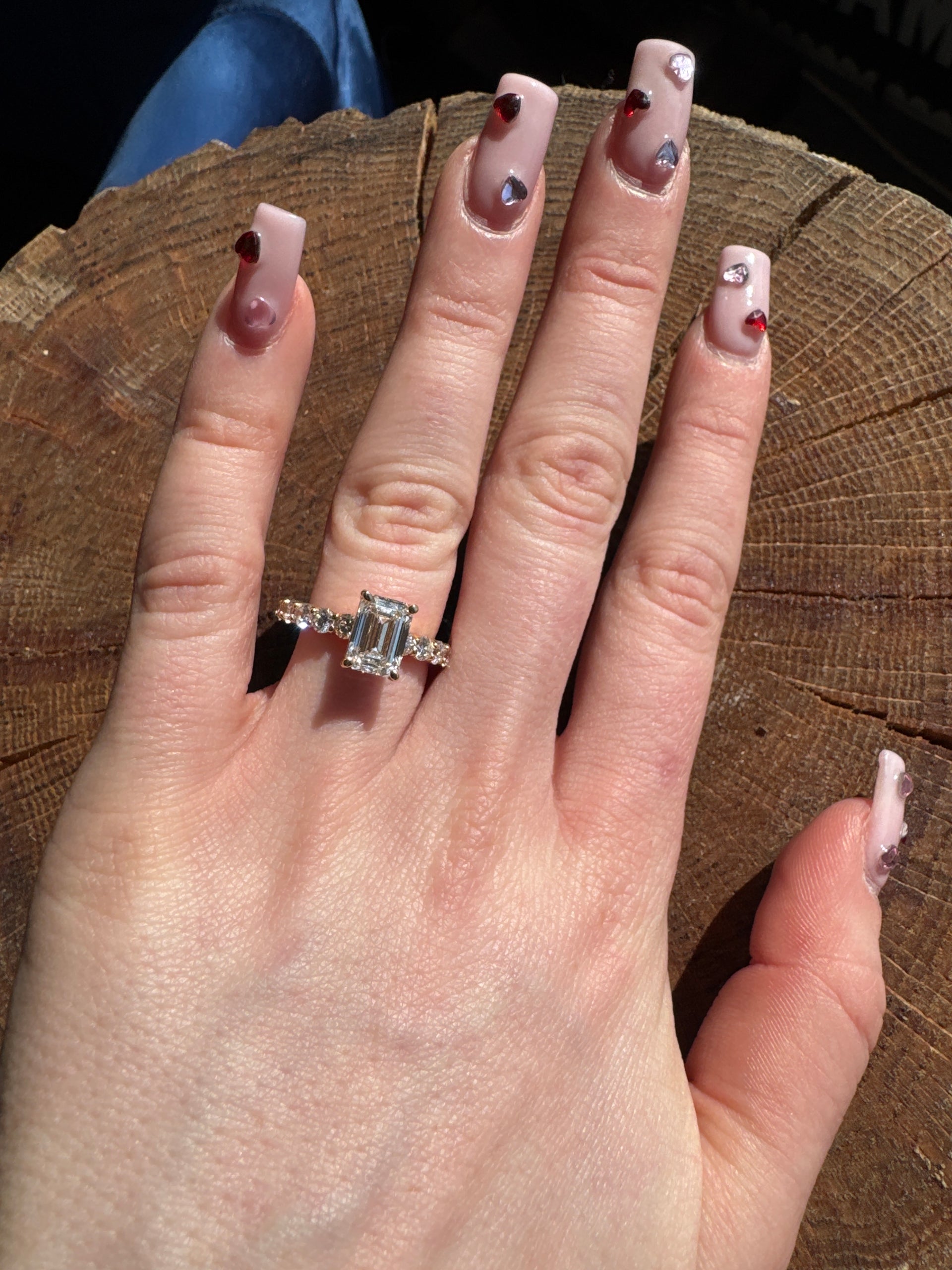 2.07ct. E VVS2 Lab Grown Emerald Cut Diamond on 10pt 14K Yellow Gold Band