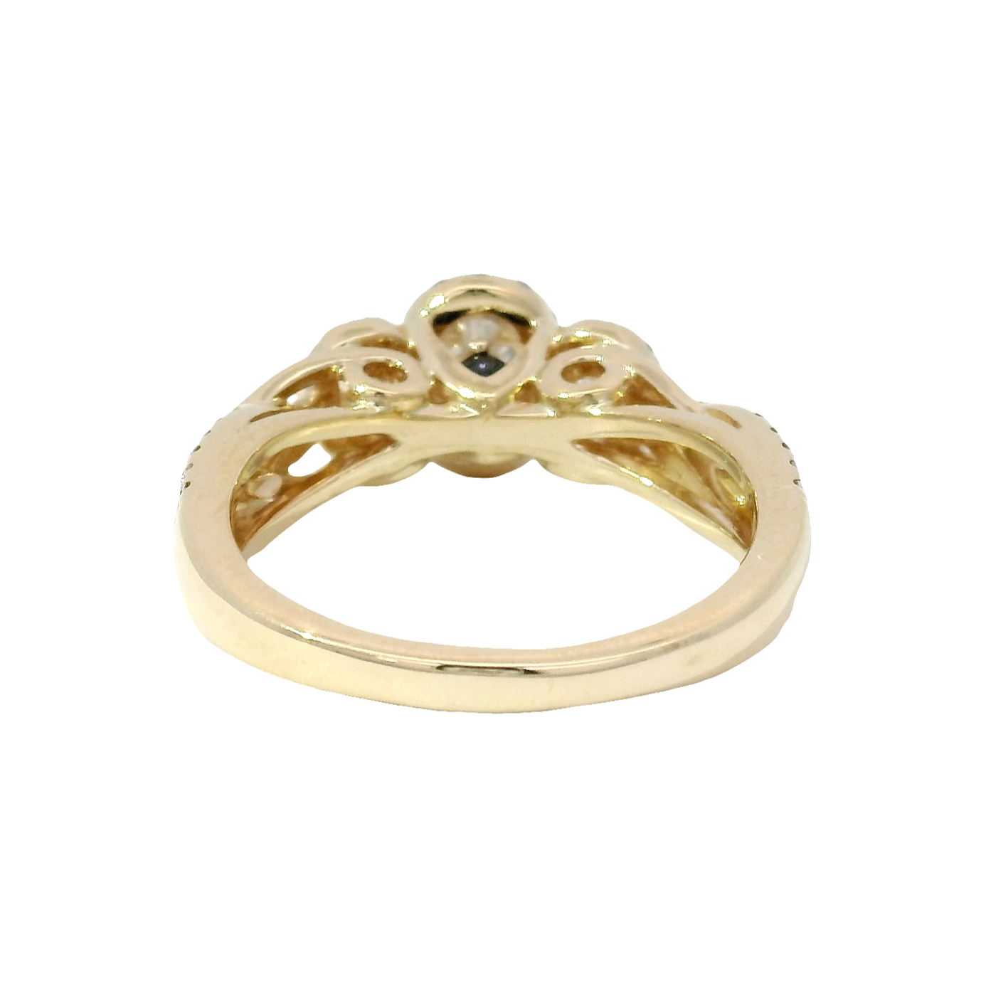 Vera Wang Love Natural Three Stone Oval Engagement Ring in 14K Yellow Gold