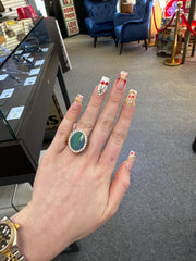 Vintage Opal Ring Featuring Natural Diamond Set in 18K Yellow Gold Sz 7