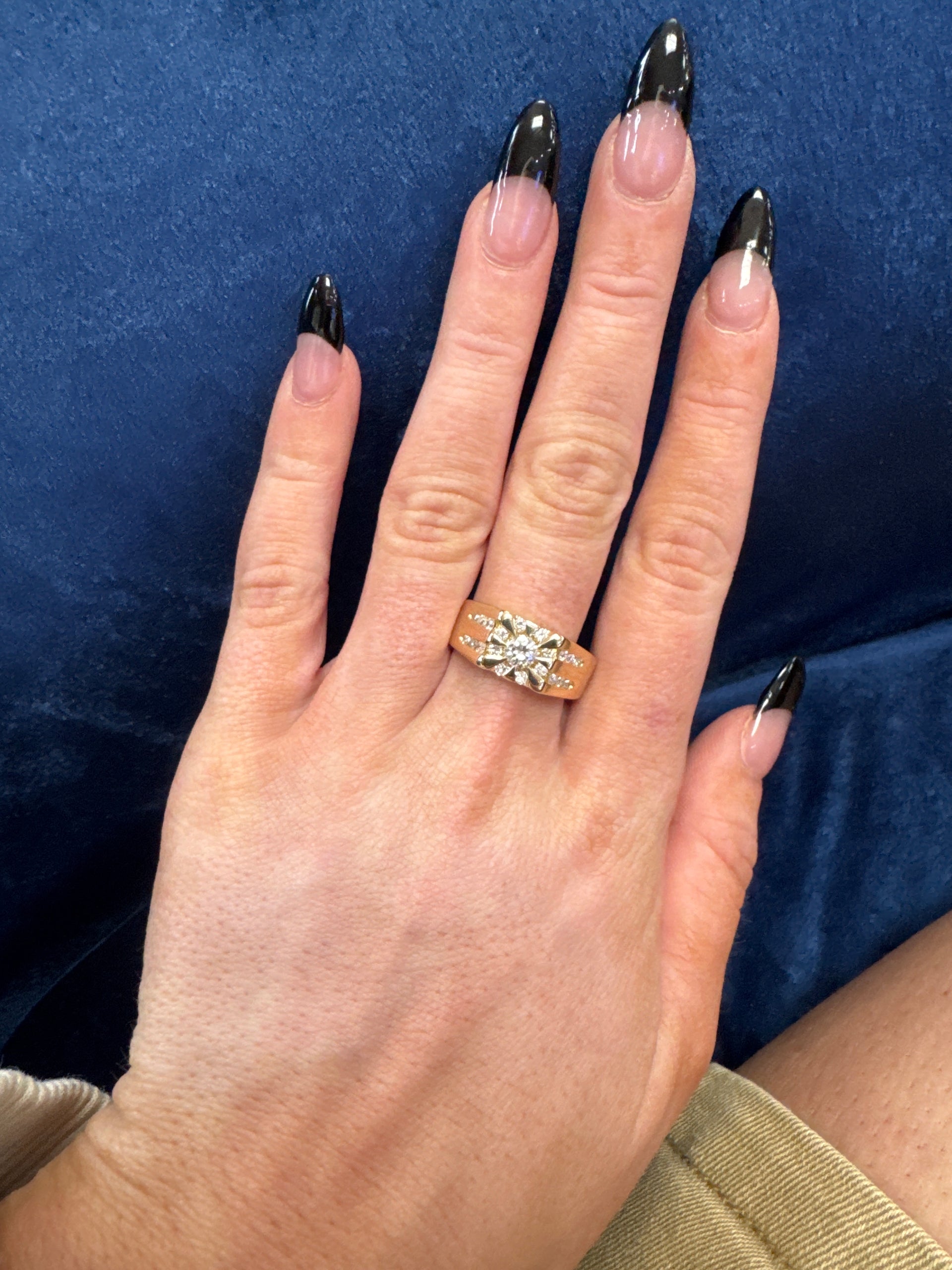 Natural Diamond Men's Ring in 14K Yellow Gold