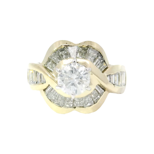 Natural Diamond Cocktail Ring in 14K Yellow Gold
