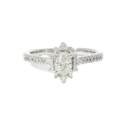 Natural Oval Diamond Engagement Ring in 14K White Gold Sz 7