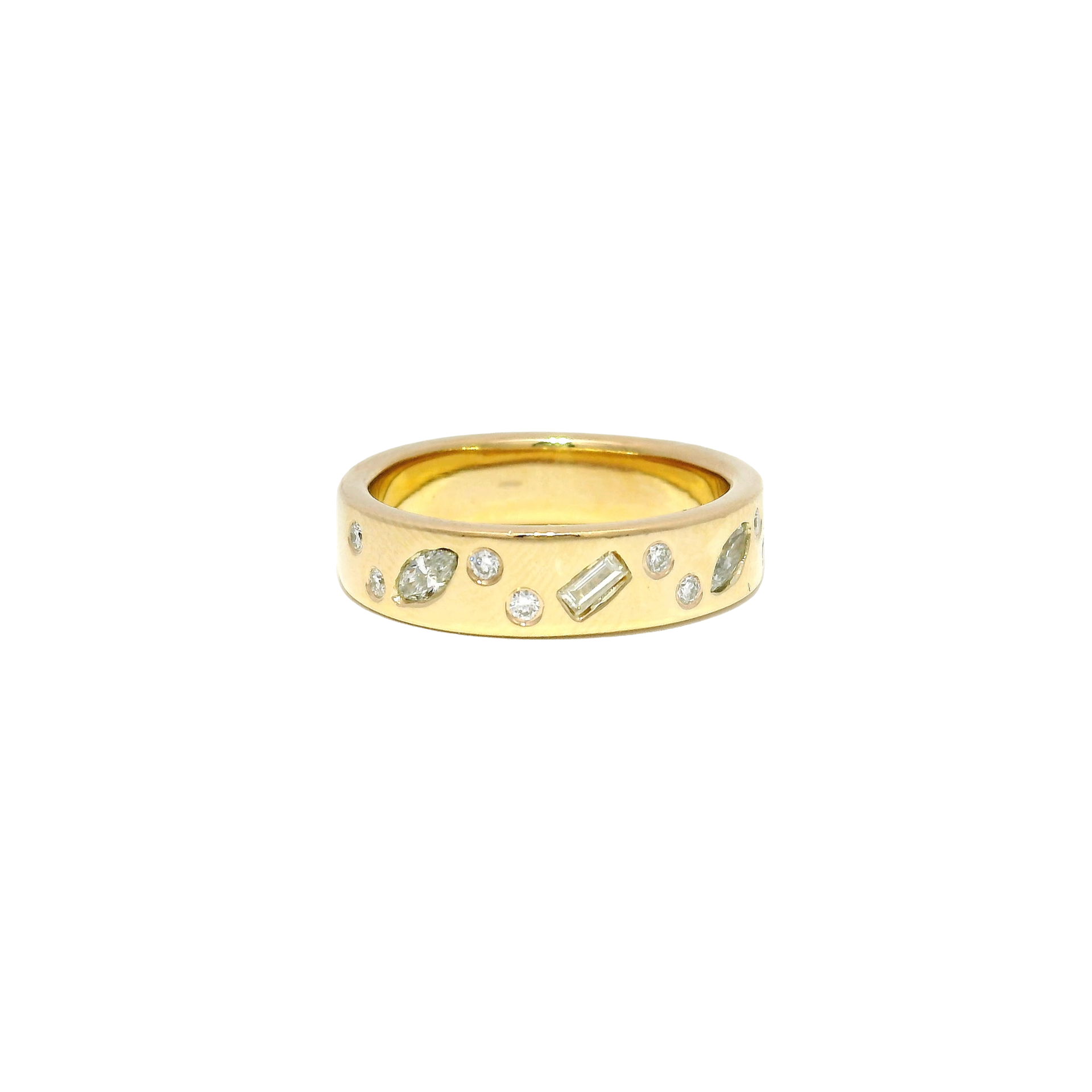 Custom Flush Set Lab Grown Diamond Band in 14K Yellow Gold